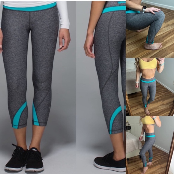 lululemon athletica Pants - 18- Lululemon Run Inspire Crop II All Luxtreme Heathered Blue Tropics Size 4